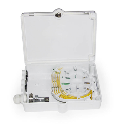 FTTH 8 Cores Glasvezel Distributie Doos met optionele adapters en pigtails voor wand- of paalmontage