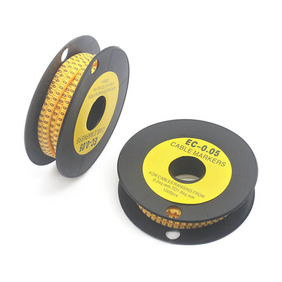 PVC gele of zwarte kabelmarker in 1000 stuks per rol