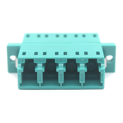 Stable CATV System Lowest LC PC OM3 Multimode Quadruplex Fiber Optic Adapter with Flange