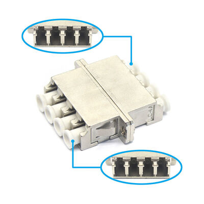 Metal Case LC UPC Quadruplex Fiber Optic Adapter with Flange
