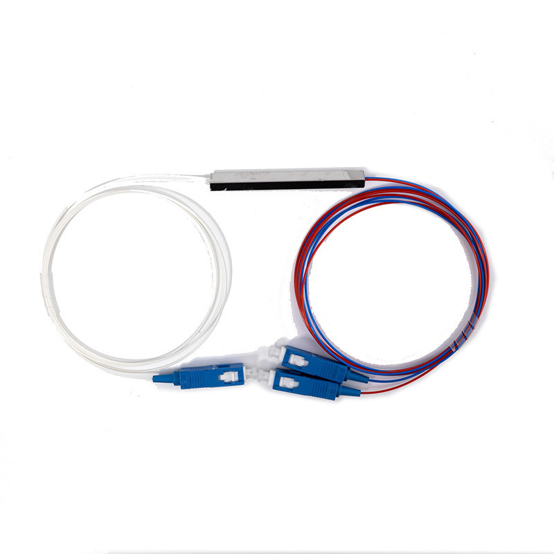 Customized 1*2 SC UPC Mini Type Fiber Optic PLC Splitter With G657A Fiber 0.9mm
