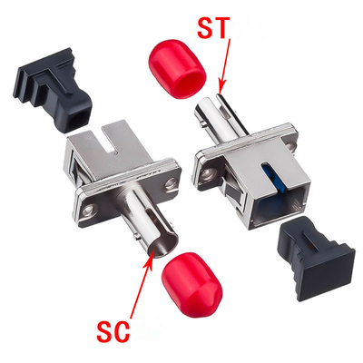 Laag invoegverlies SC UPC naar ST UPC Simplex optische adapter in metalen behuizing met flenster
