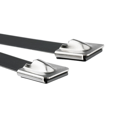 Bindingsdraden Zelfvergrendelende zwarte metalen kabelbanden met een spuitlaag PVC-kabelbanden van roestvrij staal