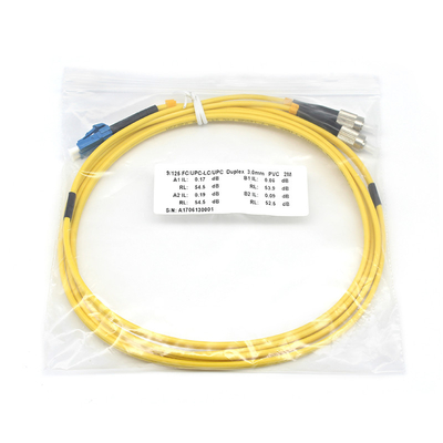 LSZH 3.0mm St Lc Fiber Patch Cable 2.0mm Duplex LC UPC naar FC UPC SM