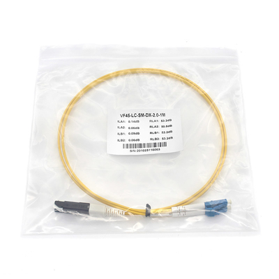 Single Mode Fiber Optic Patch Cord met PVC Duplex LC UPC tot VF45 voor oplossingen voor breedbandvezels
