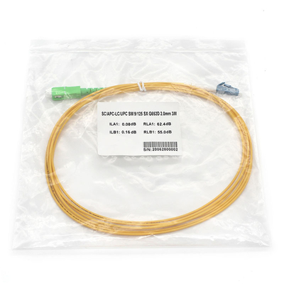 Simplex 9/125μM St Fiber Patch Cable SC APC naar LC UPC SM Glasvezel Breedbandnetwerk