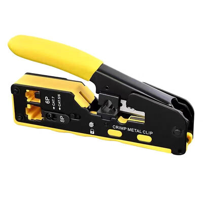 Multifunctionele krimptang van koolstofstaal voor Cat.5 Cat.6 Cat.7 netwerkkabels met RJ11 RJ12 RJ45-connectoren