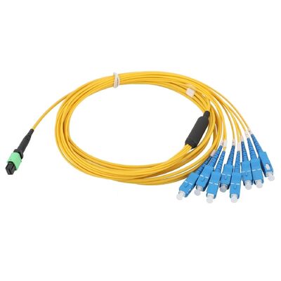 8 Kernen Single Mode MPO naar SC UPC Fiber Optic Breakout Cable Patch Cord