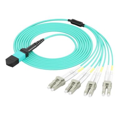 8/12/16/24 Cores Multimode MPO/MPT OM3/OM4 to LC Breakout Fiber Optic Patch Cord