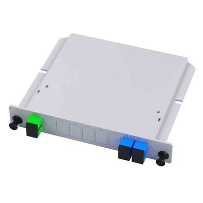 Single Mode PLC Splitter met 1×4, 1×8, 1×16, 1×32 Split Ratios en SC UPC Connector in Metal Card Shell